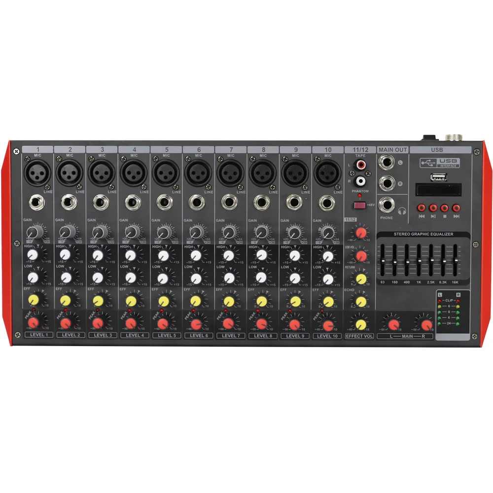 

MiCWL YAMAH 12-Channel Audio Mixer Sound Board Console System Digital USB MP3 Computer 48V Phantom Power Stereo DJ Studio 7 EQ