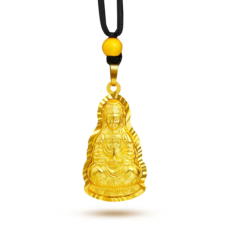 KISS&FLOWER Gold Vintage Buddha GUANYIN Necklace Pendant Charm For Men Women Birthday Wedding Party Christmas Mother Gifts PD17