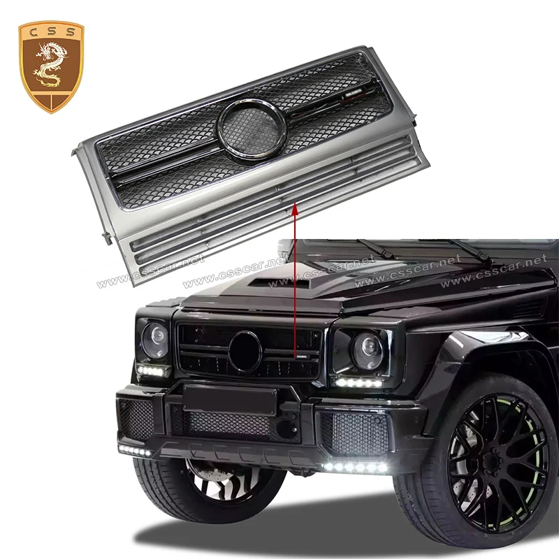 CSSYL Auto Parts Benz Real Carbon Fiber  Front Bumper Grille for Mercedes G Class W463 Luminous Racing Grilles Car Accessories