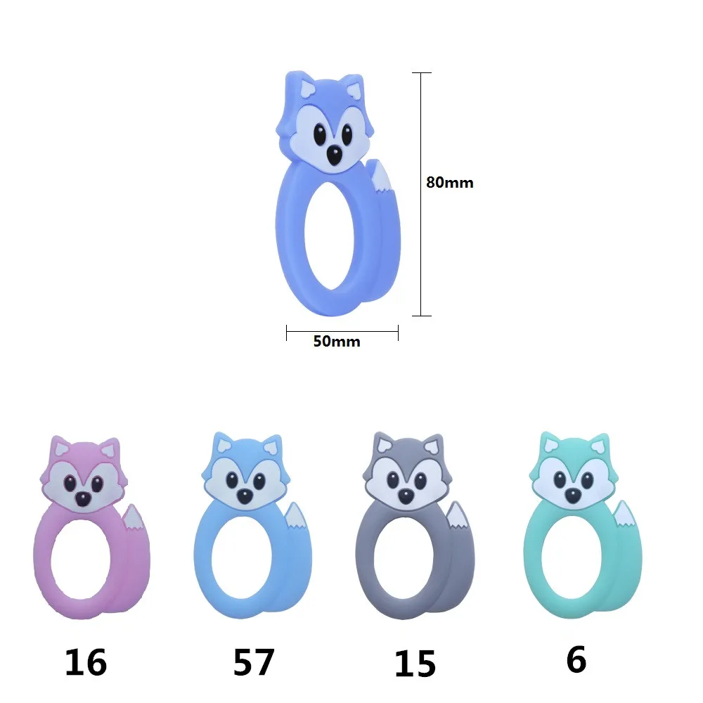 BOBO.BOX 1pc Baby Teething Toys Food Grade Cartoon Fox Silicone Teether Beads Pendant Necklace Accessories Infant Chew Toys DIY