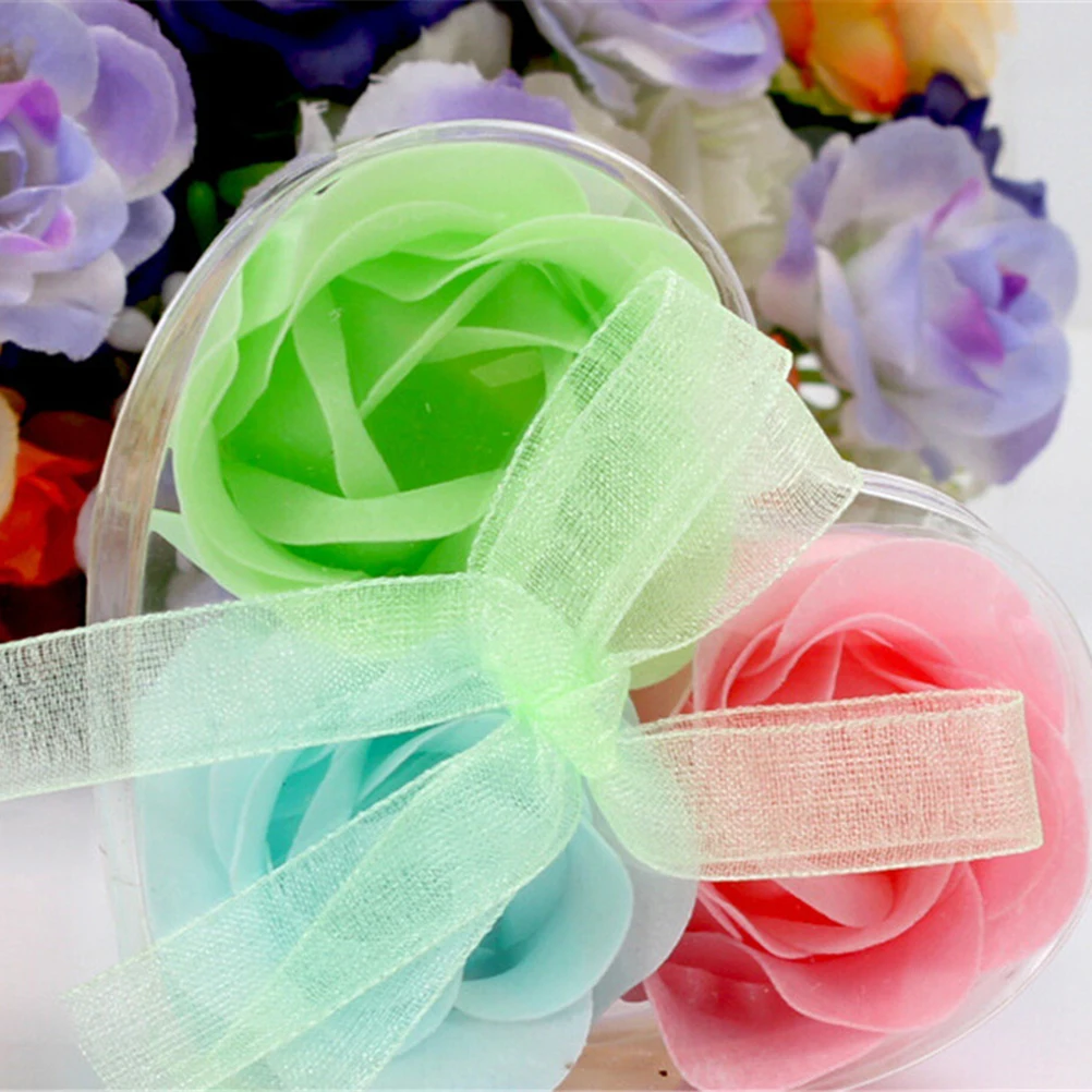 3Pcs/Box Heart Scented Bath Body Petal Rose Flower Soap Wedding Decoration Body Soap Wedding Party Gift