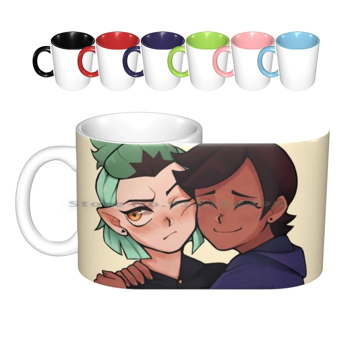 Hugs tazas de cerámica para café, taza de té con leche, luminiscencia, Luz nocturna, Amity, Blight, Amity Toh, búho, casa, dibujos animados