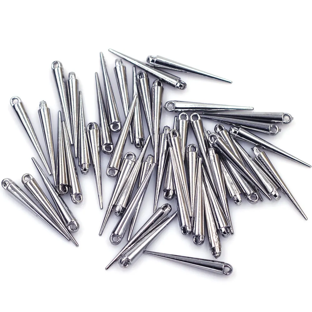 50Pcs Pendants Rivets Punk Studs And Spikes Earrings Cone Acrylic Tear Gunmetal Jewelry DIY Making Finding Charms 34x5mm