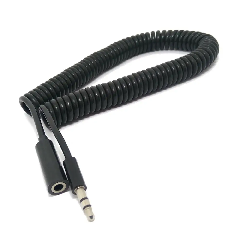 

Male To Male Headphone Jack Audio Cable Black 3 / 10TF 4-Pole Spring Coiled 3.5mm Aux Cable W / Mic Audio Auxiliary Cable