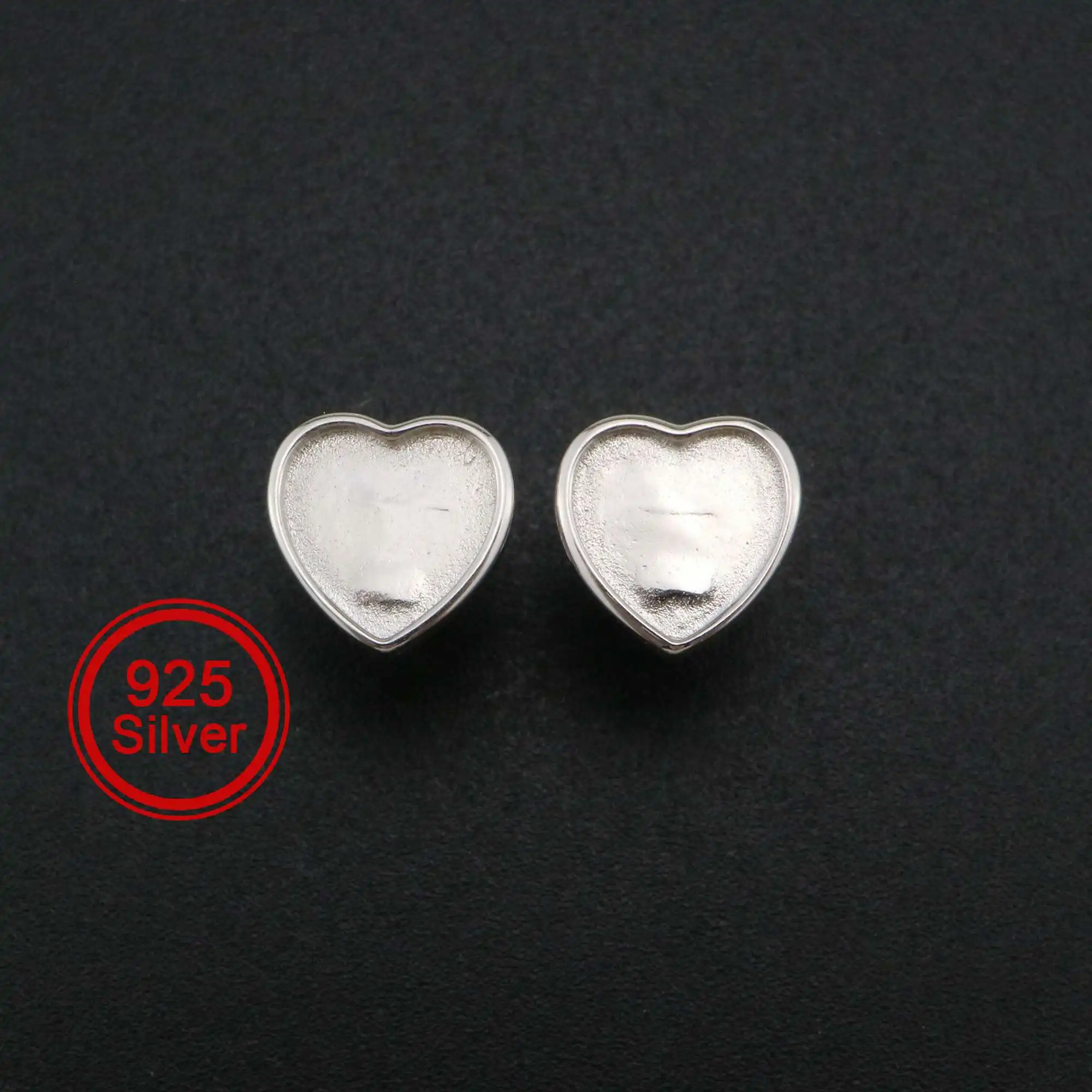 

9MM Heart Bezel Settings Studs Earrings for Breastmilk Resin Solid Back 925 Sterling Silver Earrings DIY Supplies 1702224