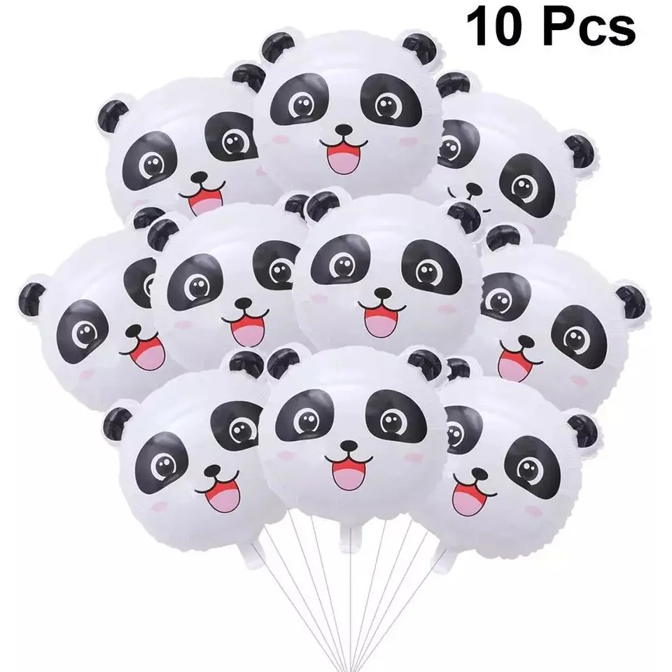 10Pcs Cute Panda Balloon Aluminium Foil Balloons Panda Game Head Balloon Bouquet For Baby Shower Panda Birthday Party Toy