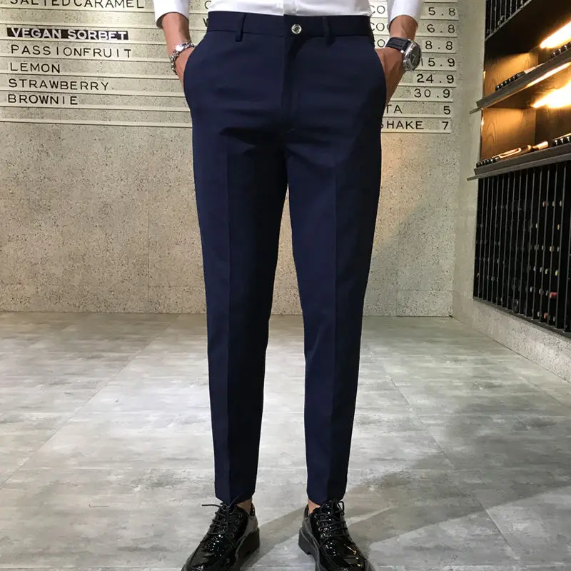 Capri Dress Pants Men Casual Long Pants Spring Slim Fit Pants Men Dress Pants Plus Size Classic Suit Pant Men Office Trousers