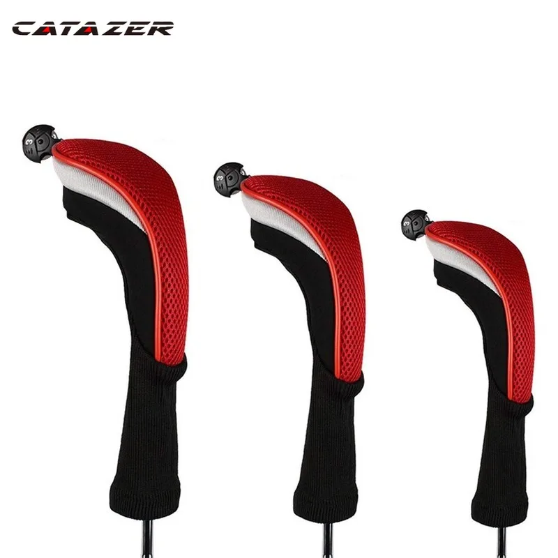 3Pcs/Set Driver Fairway Hybrid Golf Club Head Covers Woods Long Neck 1 3 5 Interchangeable Number Tag Catazer