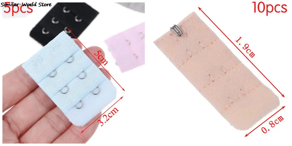 

5pcs/10pcs Ladies 3 Rows 2 Hooks Or 1 Rows Nylon Clasp Elastic Extension On Strap Soft Bra Band 3 Hooks Bra Extender