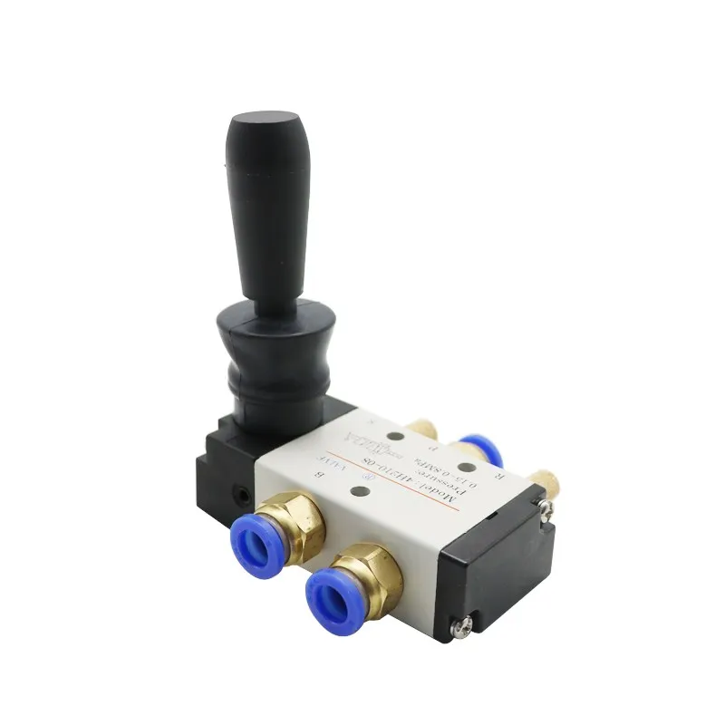 4H210-08 5/2 Way Hand Lever Operated Control Pneumatic Manual Valve With Muffler Silencer and Quick Fitting Select