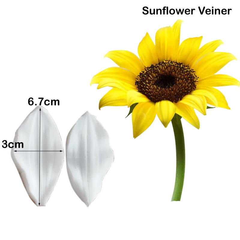 3 Styles Sunflower Flower Veiners Silicone Molds Fondant Sugarcraft Gumpaste Resin Clay Water Paper Cake Decorating Tools M2316