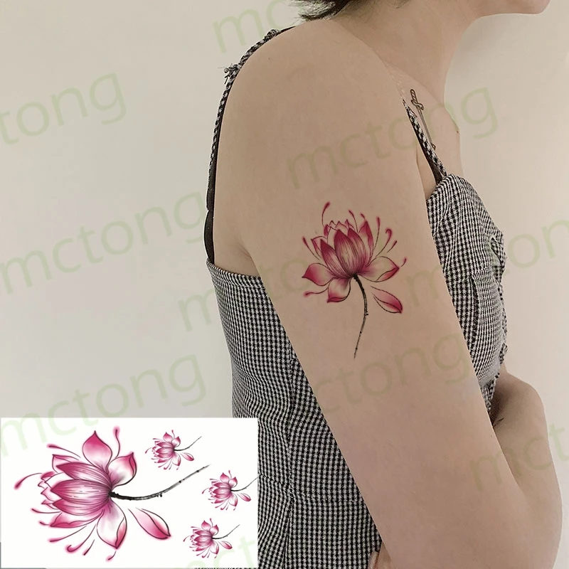 Waterproof Temporary Tattoo Sticker Women Simple Black Crane Bird Flamingo Flower Body Art Makeup Fake Tatto Flash Tatoo For Men