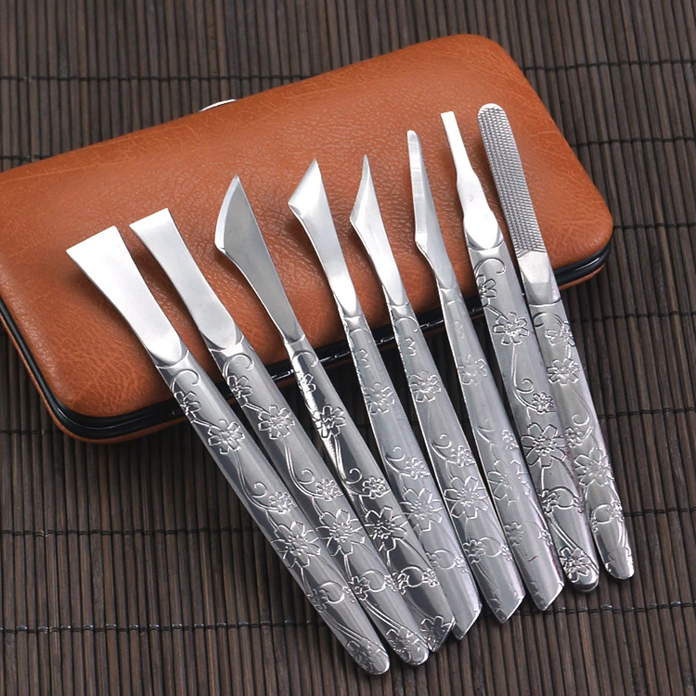 

8pcs/set Stainless Steel Pedicure Knife Nail Clipper Mirror Polished Edge Manicure Dead Skin Remover Dermatomy Repairing Tool