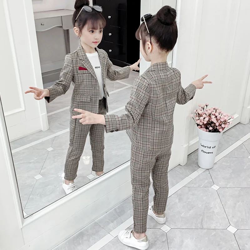 

Fall Suit For Girls 2019 New Westernized Suits Clothes Teenager Kids Twinset Children's Casual Jacket + Trousers 2 Pcs Set P316