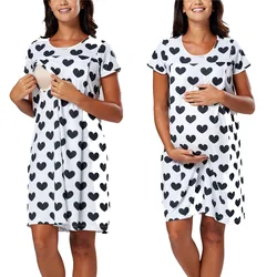 Fashion Maternity Sleepwear Hospital Cotton Polka Dot Printing Soft Lactation Breastfeeding Nightgown For Pregnancy Women