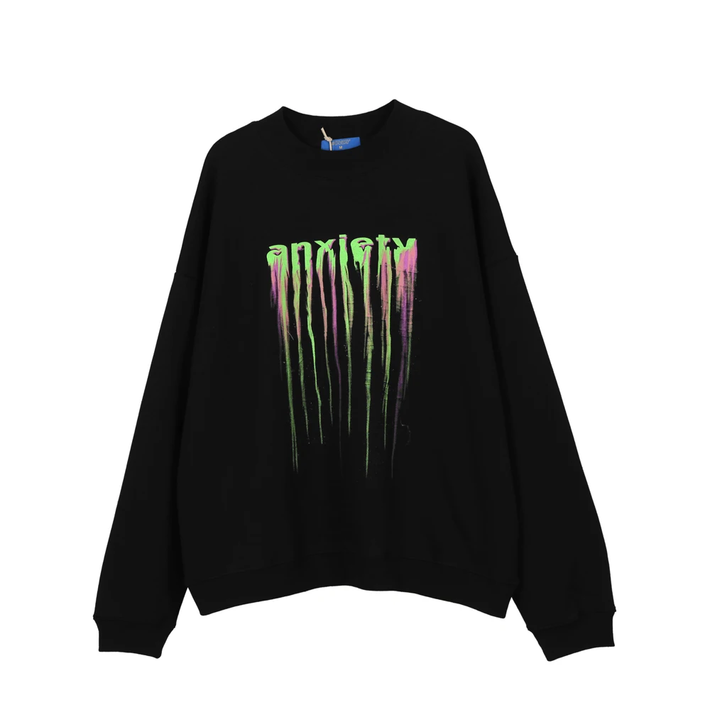 Dyed Fancy English Hoodie Goth Streetwear Men Graphic T Shirts Punk Long Sleeve Gothic Clothes Harajuku Anime Oversized T-shirts