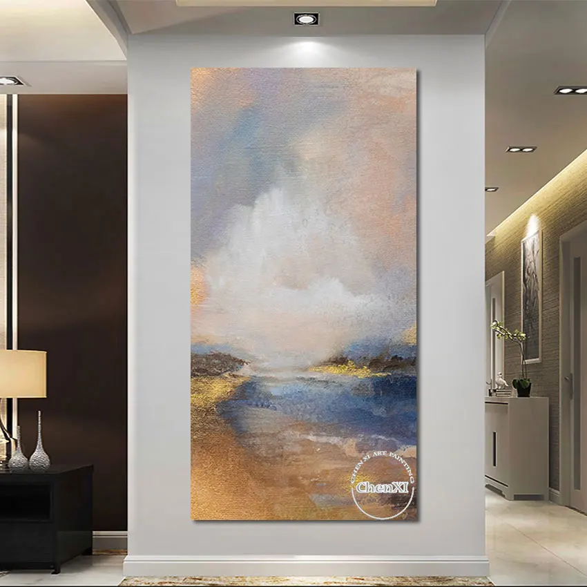 Unframed A Beautiful View Of The Lake Abstract Art Oil Painting On Canvas Large Handmade Wall Art Modern Office Decoration