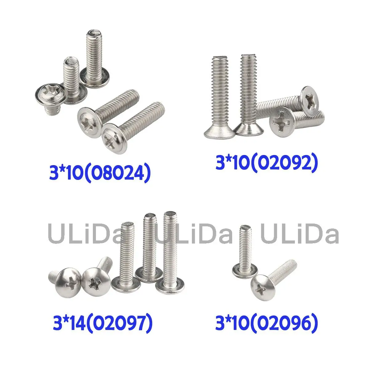 80PCS M3*10 14 Phillips Screws 304 Stainless stee (INOX) for HSP 1/10 02092. 02096. 02097. 08024