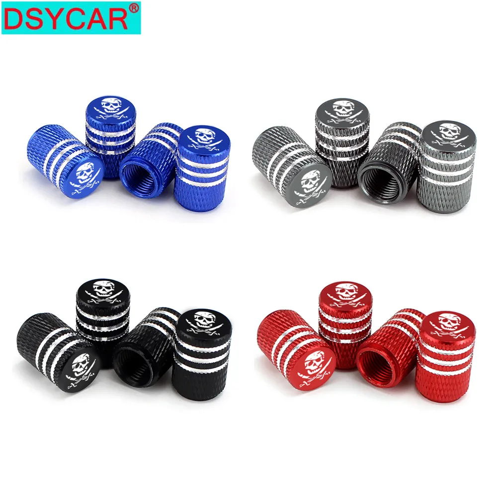 

DSYCAR 4Pcs/Set Knurling Style Tire Valve Stem Caps Aluminum Alloy Tire Tyre Valve Stem Dust Cap Cover for Bike Motorcycle Truck