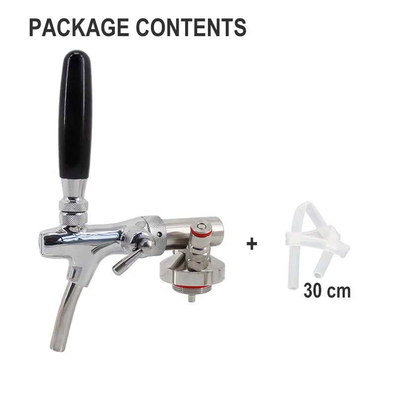 Ball Lock Stainless Mini Keg Beer Spear with EU Flow Control Beer Faucet Include 30cm Silicone Hose