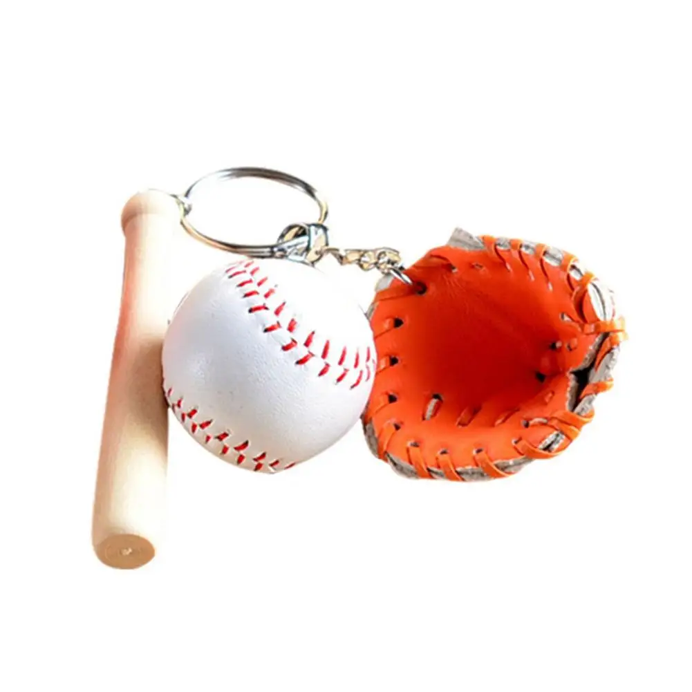 Mini Baseball Keychains For Baseball Party Favors Baseball Bat Glove Set Pendant Wooden Key Key Chain Backpack Pendants Car Key