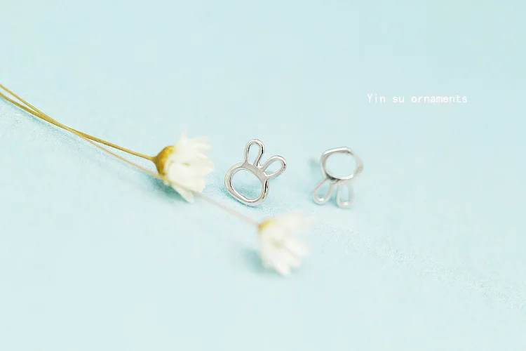 Real 925 Sterling Silver rabbit Stud Earrings for Women Girls Fashion sterling-silver-jewelry brincos brinco