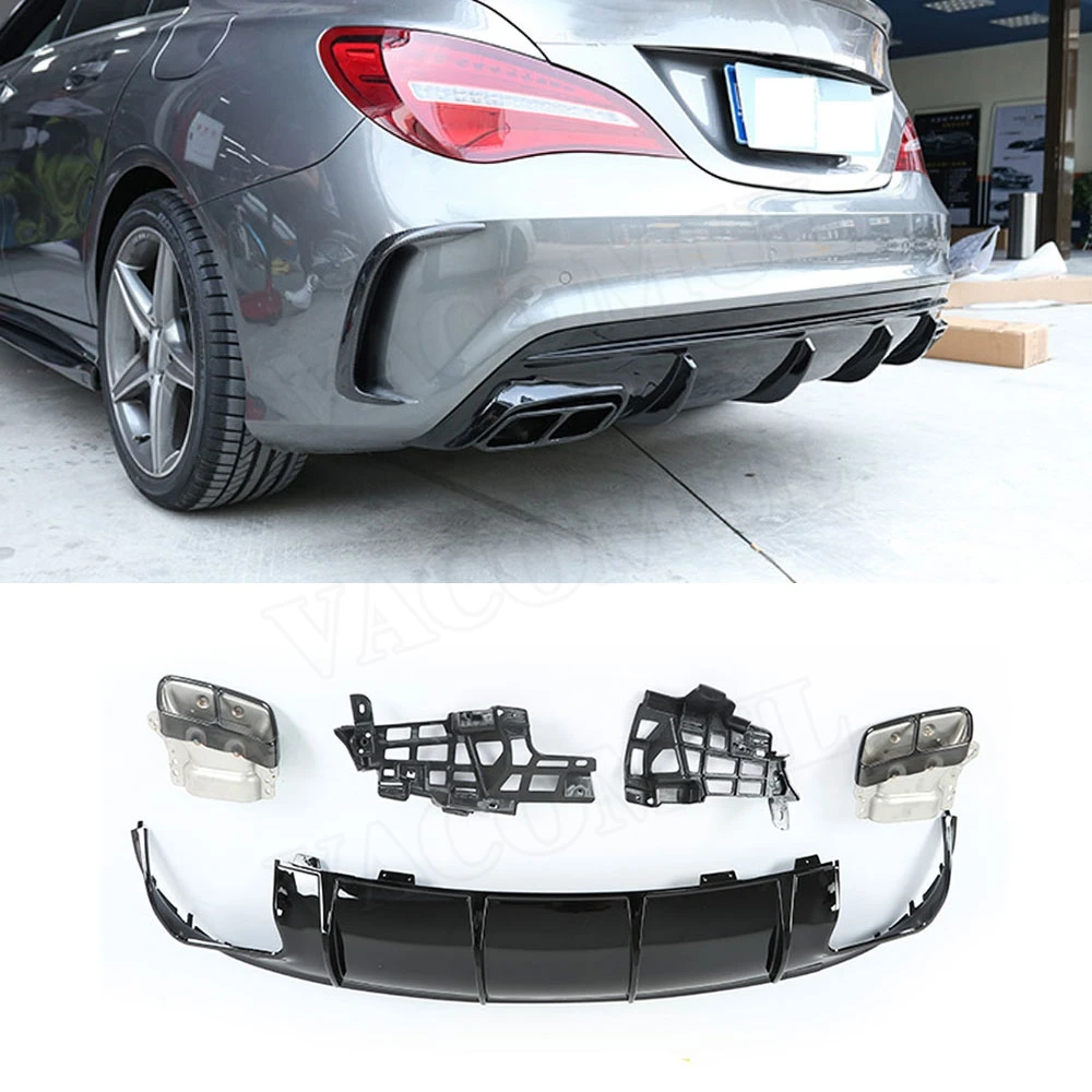 

VACOMUL PP Rear Bumper Lip Diffuser with Exhaust Tips for Mercedes-Benz CLA Class W117 CLA260 CLA45 AMG Style 2013-2018