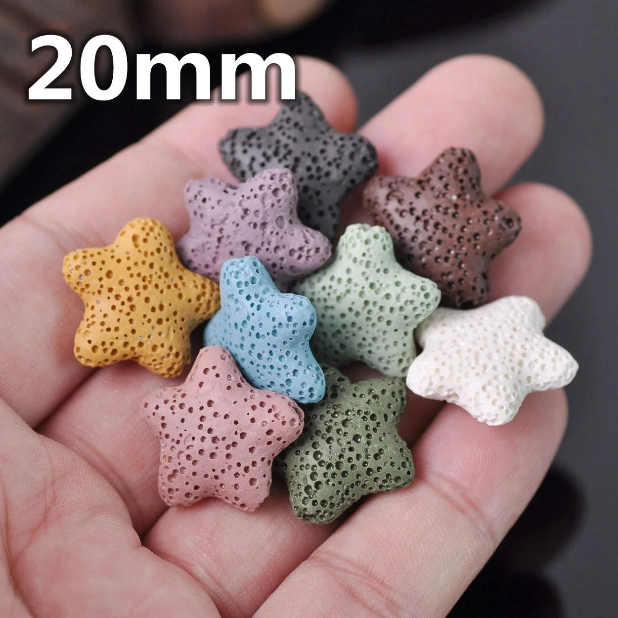 Natural Volcano Lava Stone Star Shape 20mm 23mm 40mm Loose Crafts Beads Lot for Jewelry Making DIY Earring Findings