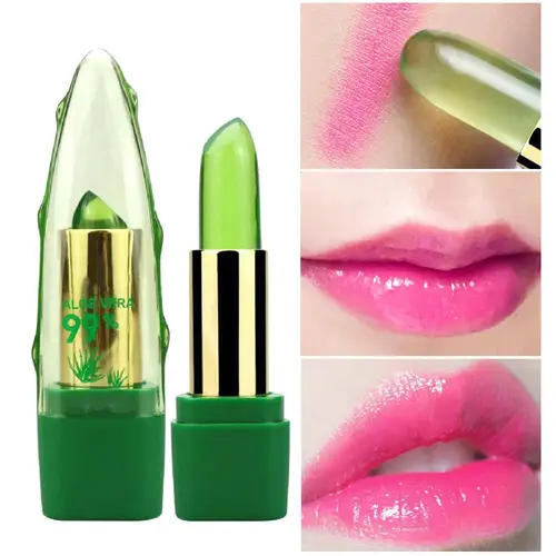 1 Uds marca Aloe Vera lápiz labial hidratante Natural cambio de temperatura Color Lipblam Natural magia Rosa Protector labios cosméticos