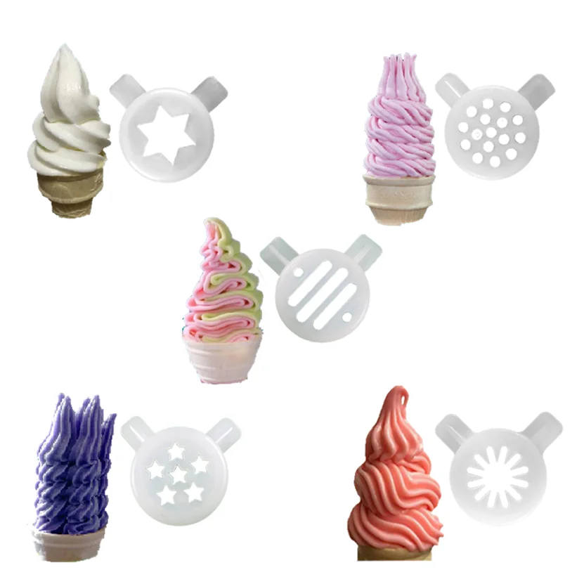 5Pcs Ice Cream Machine Magic Nozzles Soft Ice Cream Modeling Caps Ice Cream Maker Part Plastic Lids