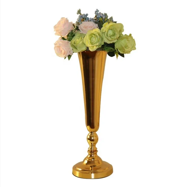 Modern high-end tall centerpiece gold vases flower stand for centerpieces wedding senyu1621