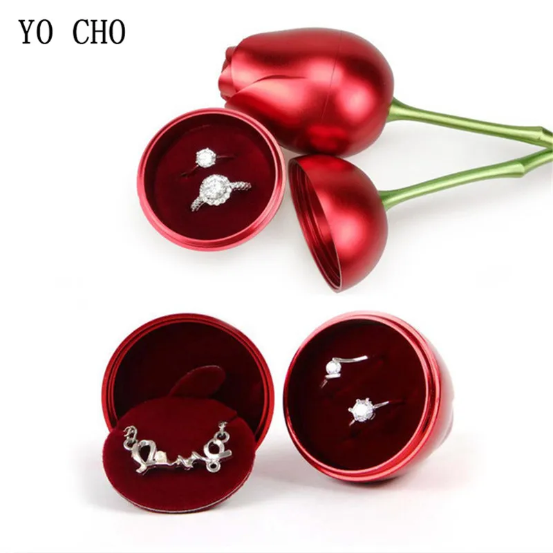 Creative Metal Rose Storage Box  Simulation Flower  Valentine's Day Surprise Gift  Home Ring  Necklace  Jewelry