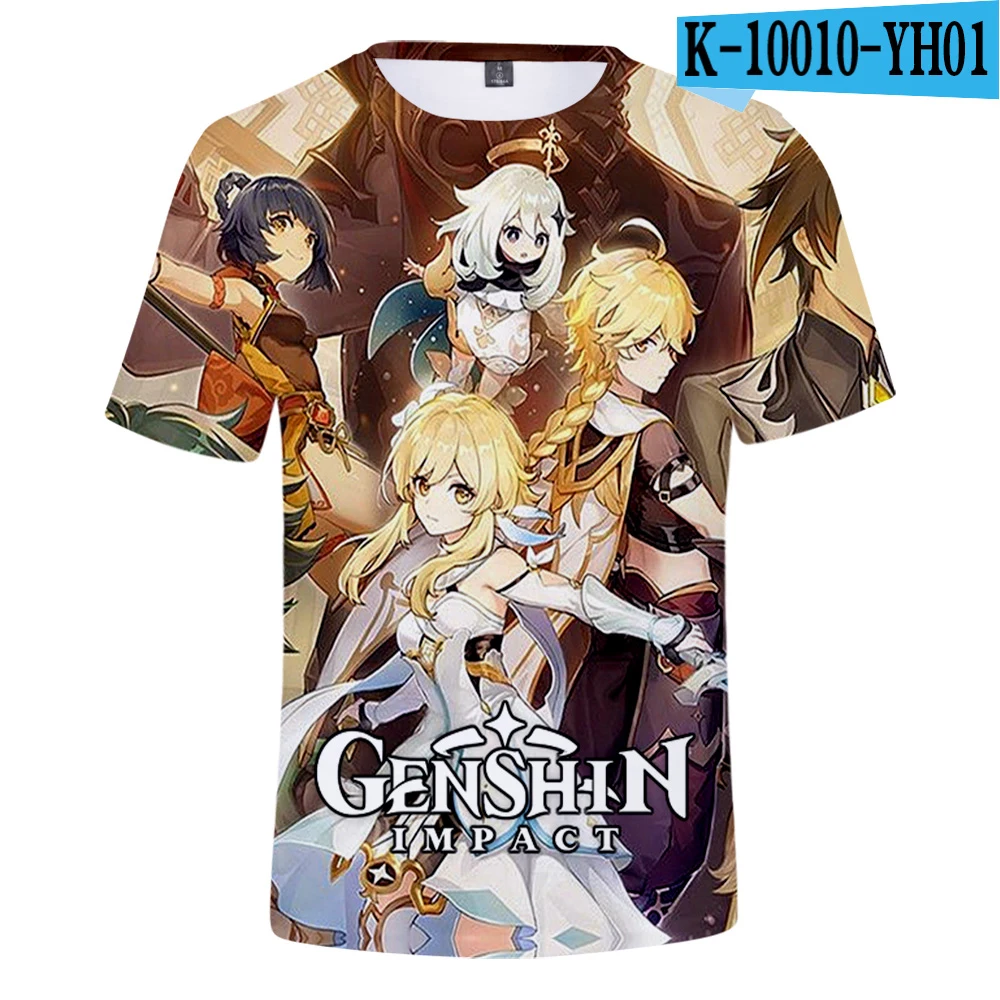 

Genshin Impact 3D T Shirt for Adult/kids Mona Ganyu Razor Amber Kaeya Barbara Klee Diluc Venti Paimon Zhongli Cosplay Costume