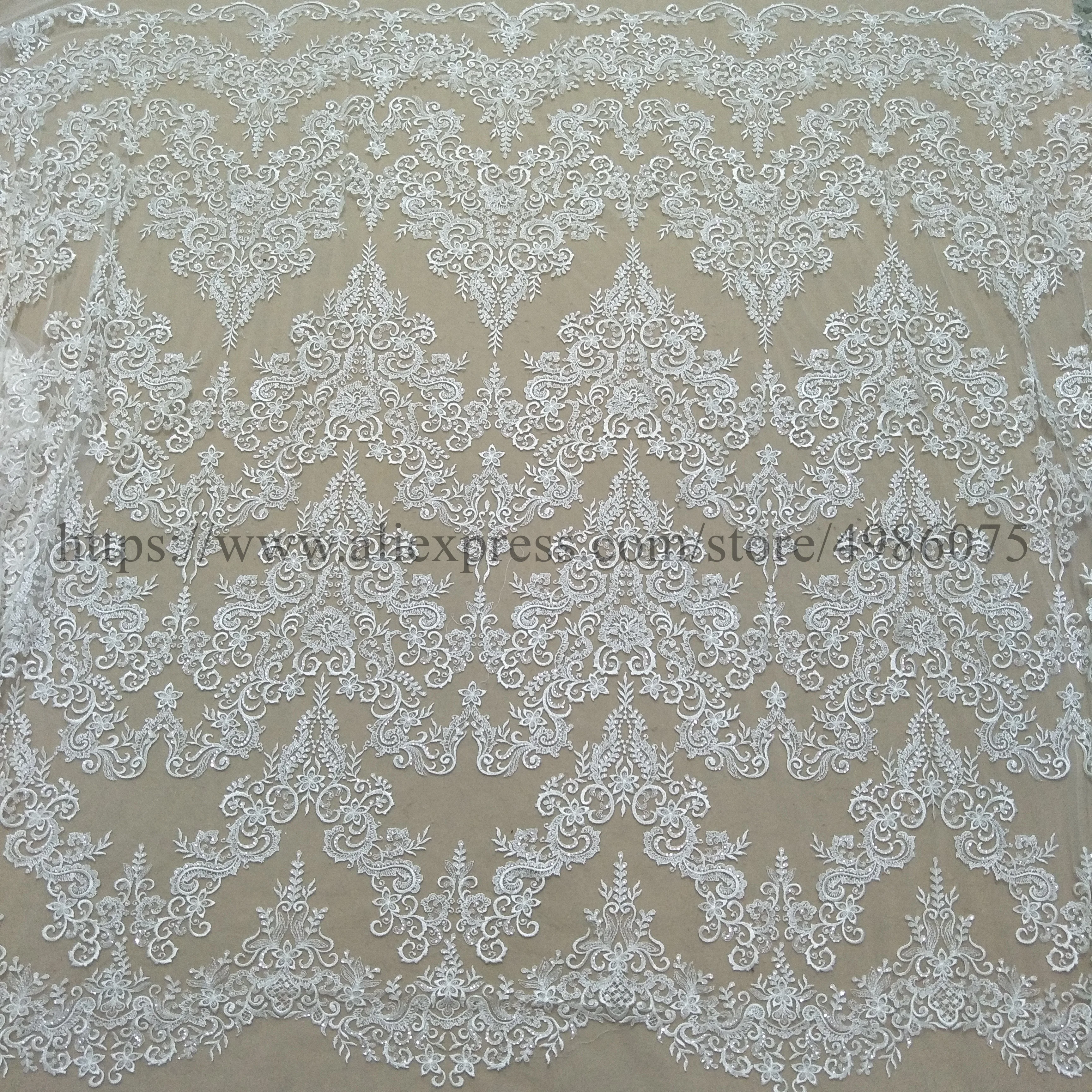 Guipure lace fabric worldwide shipping with sequins embroidery lace 130cm width sell by yard