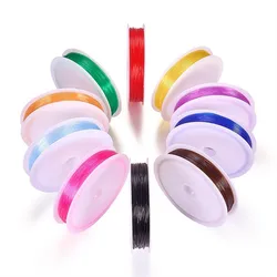 10 Rolll okrągły elastyczny linka z kryształami rozciągliwe sznury 0.5/0.6/0.7/ 0.8mm do tworzenia biżuterii bransoletka z paciorkami akcesoria Mix kolor