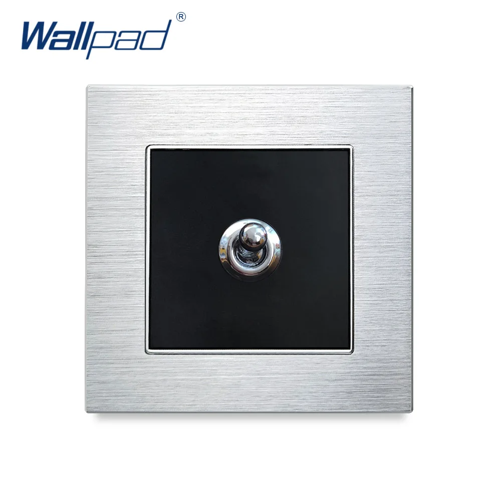 1 Gang Toggle Light Switch Wallpad EU UK Luxury Wall ON OFF Switch Satin Metal Panel