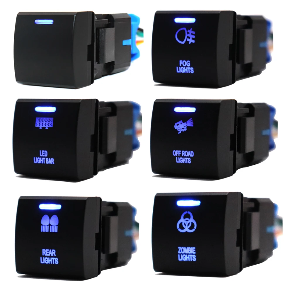 

Кнопочный переключатель для Toyota Camry Hiace Corolla Land Cruiser Prado 150 Series Altis RAV4, 12 В, синий светодиодный светильник, 22x22 мм