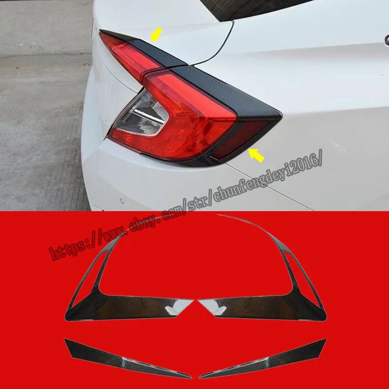 

Fit For Honda Civic 10th 2016 2017 2018 2019 ABS carbon fiber Rear Tail Light Lamp Frame Molding Cover Trim