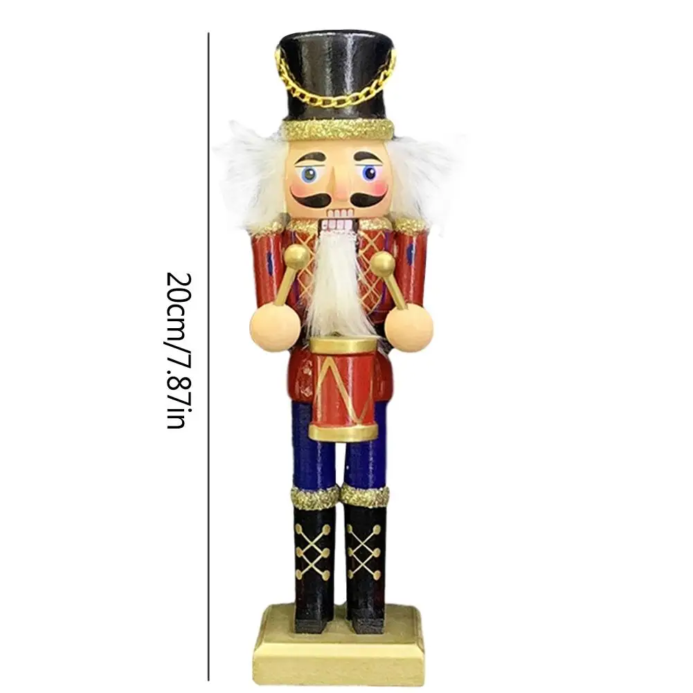 3PCS Wooden Nutcracker 20CM Handpainted Retro Soldiers Band Dolls Figures Christmas Nutcracker Puppet Ornaments Kids Gifts