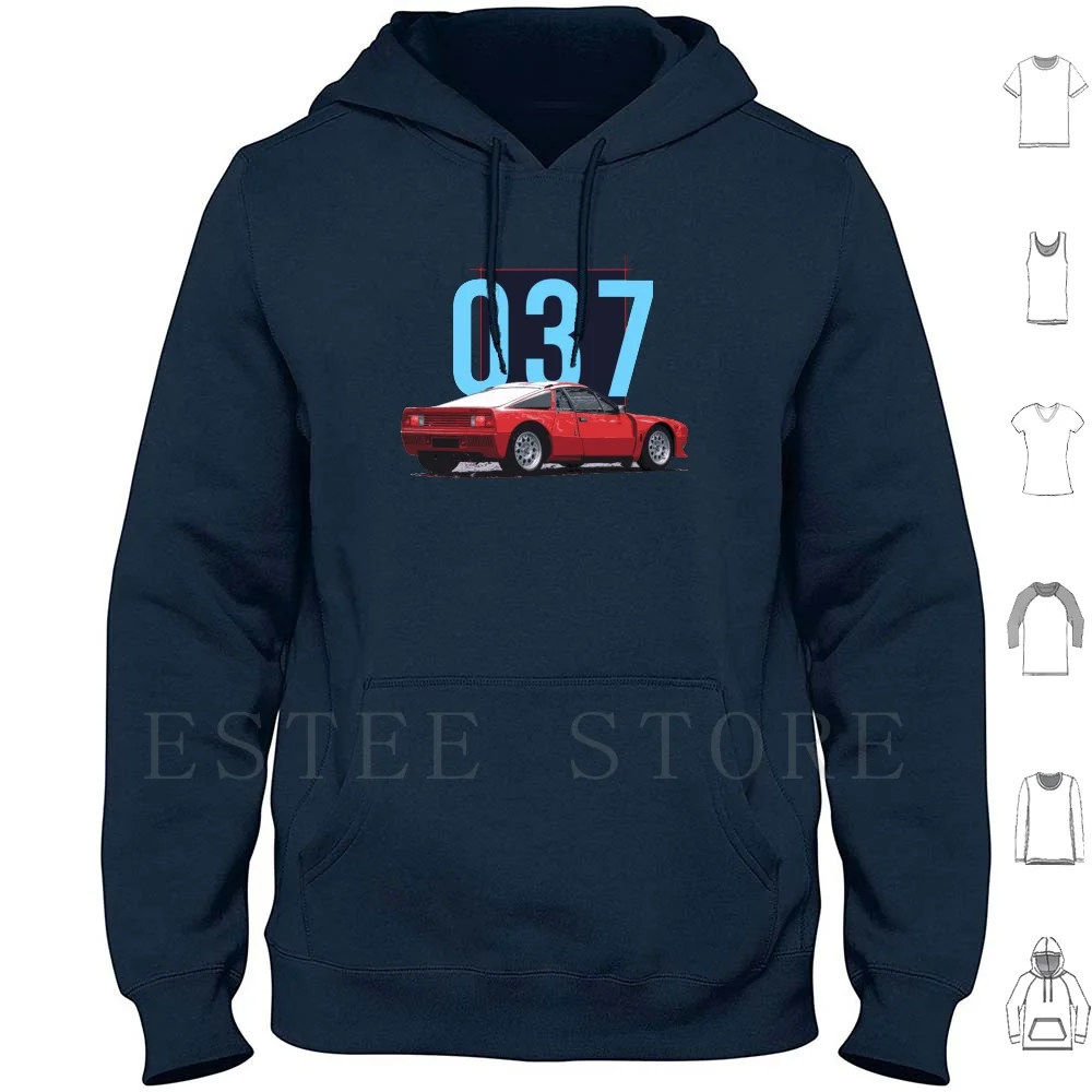 Lancia 037 Sudadera con capucha de manga larga Lancia 037 Grupo B Rally Delta S4 Integrale 131 Abarth