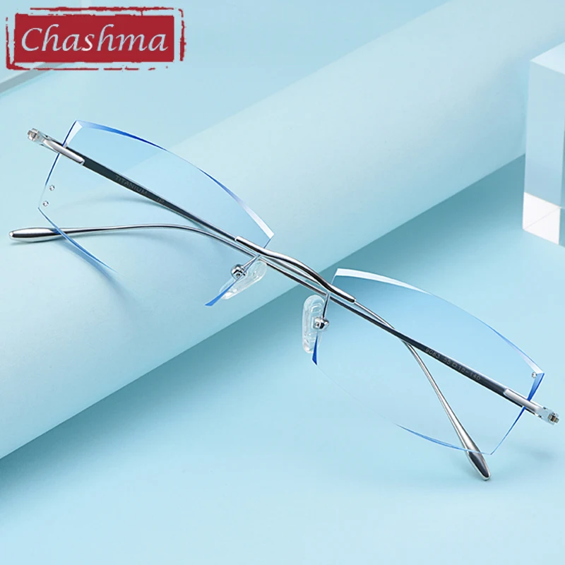 

Men Ultra Light Eyeglass Pure Titanium Prescription Lenses Women Rimless Optical Progressive Frames Anti Blue Ray Glasses Frame