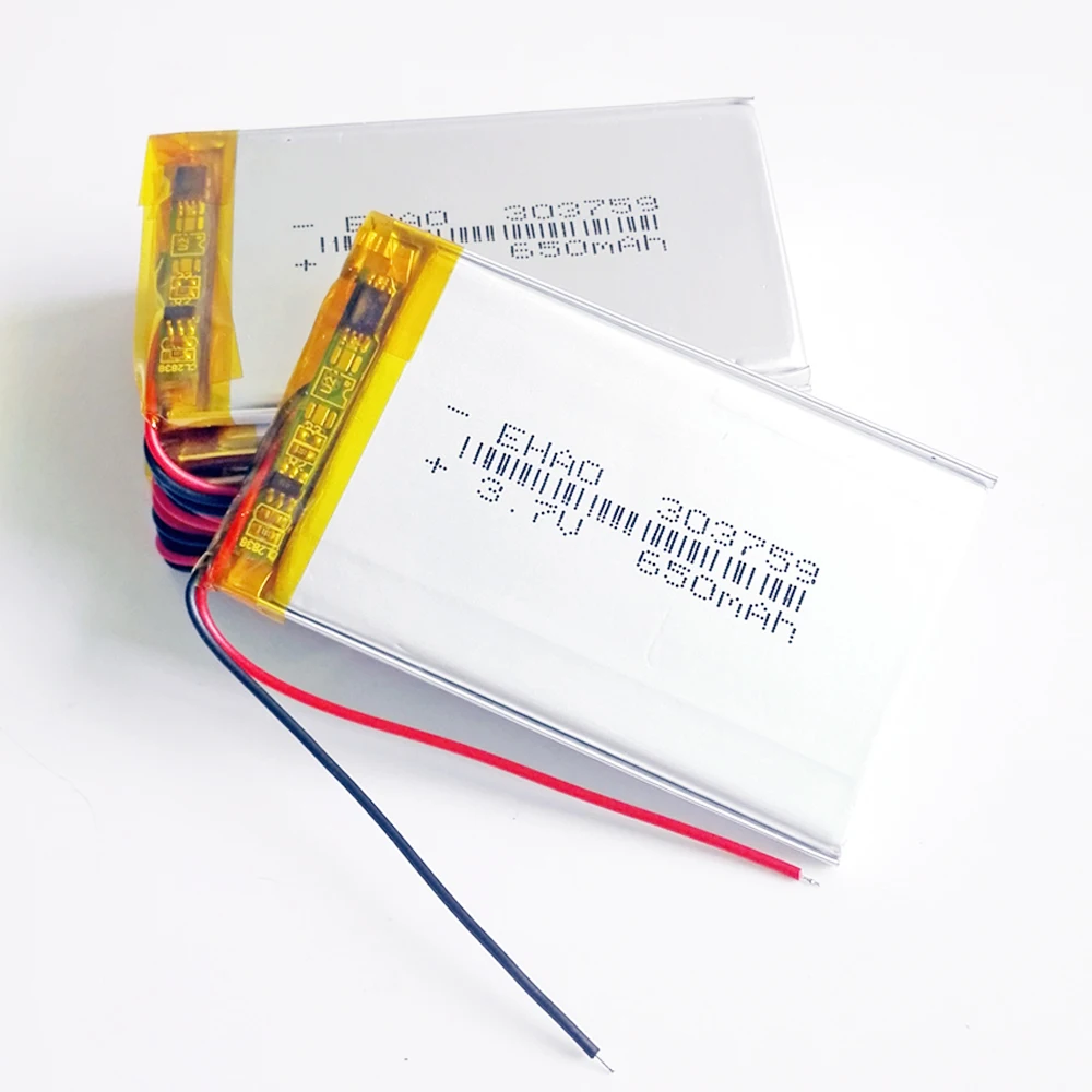 10 Chiếc 3.7V 650MAh 303759 Pin Lithium Polymer Lý-Poly Pin Sạc Cho Mp3 GPS PSP Bluetooth tai Nghe Tai Nghe