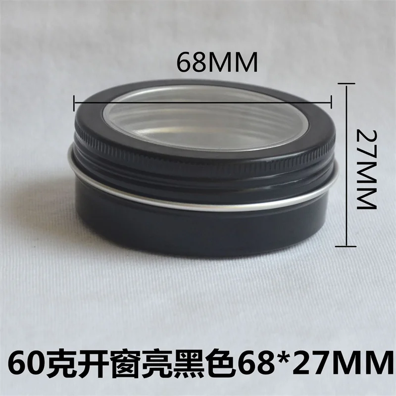 200 X 2oz 60ml Gold/White Empty Round Aluminum Tin Cans with Clear Top Window Lids For DIY Cosmetic ,Lip Balm, Cream