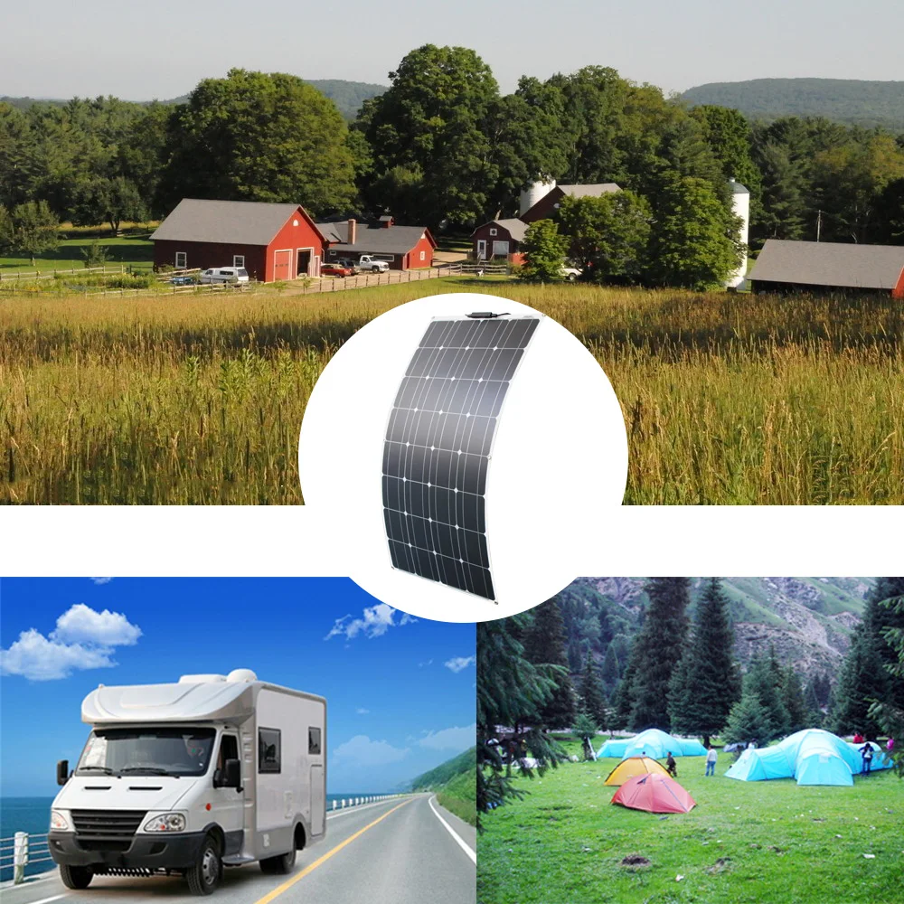 RG 2pcs 4pcs 6pcsแผงพลังงานแสงอาทิตย์ที่มีความยืดหยุ่น 16V 100Wเซลล์Monocrystallineซิลิคอน 12V 100W Сонечная панэль