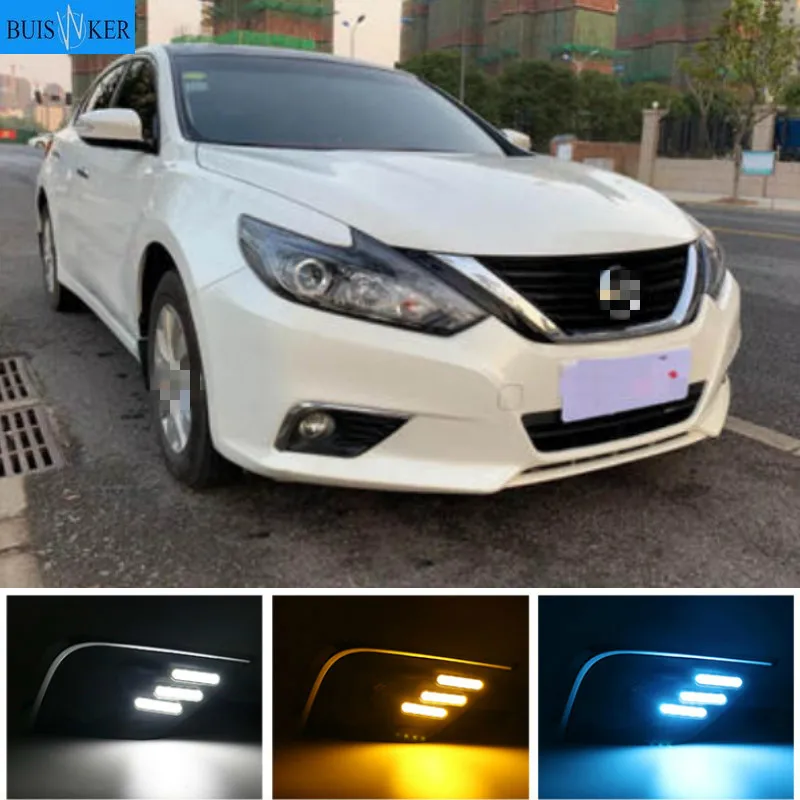 

2PCS For Nissan Altima Teana 2017 2018 LED Daytime Running Light Waterproof Car LED DRL fog Lamp with Turn Signal style Relay