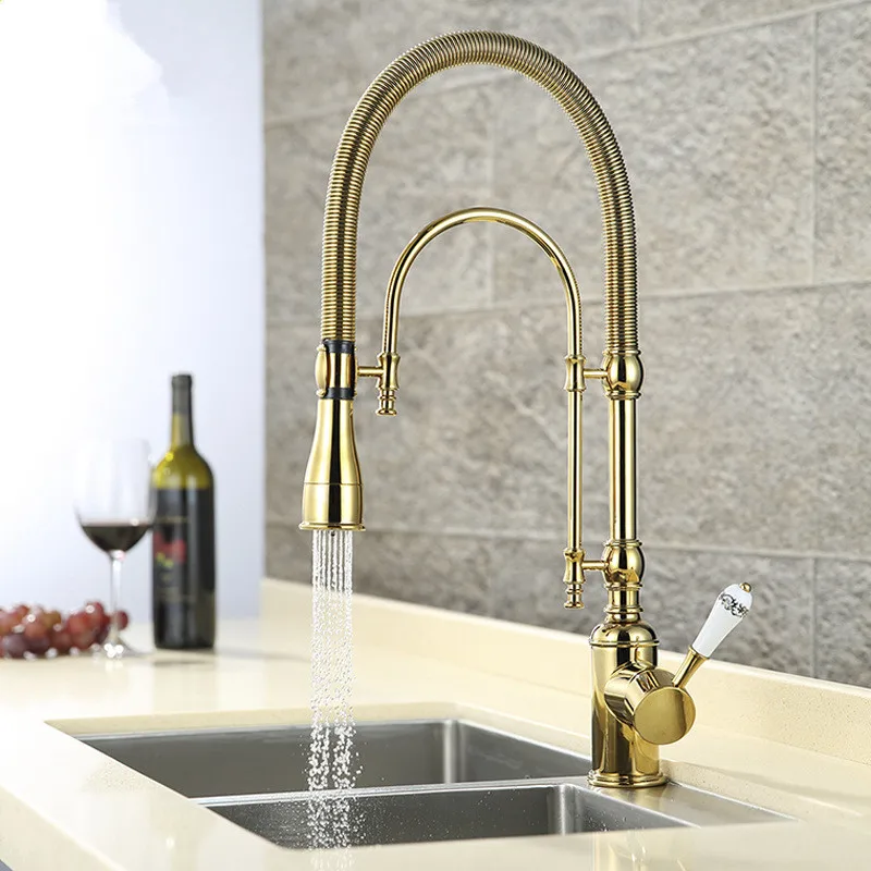 

Luxury 3 Type Rose Gold Kitchen Faucet Single Handle Cold&Hot Water Tap Brass Deck Mounted faucet with ceramic handle