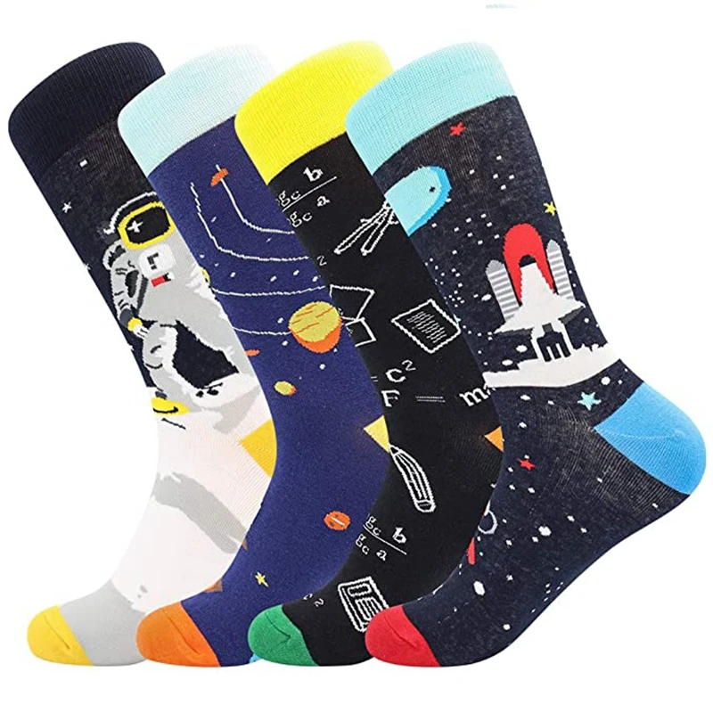 

Combed Cotton Printed Socks Men Creative Planet Alien Series Funny Sock Skateboard Socks Hip Hop Calcetines Hombre