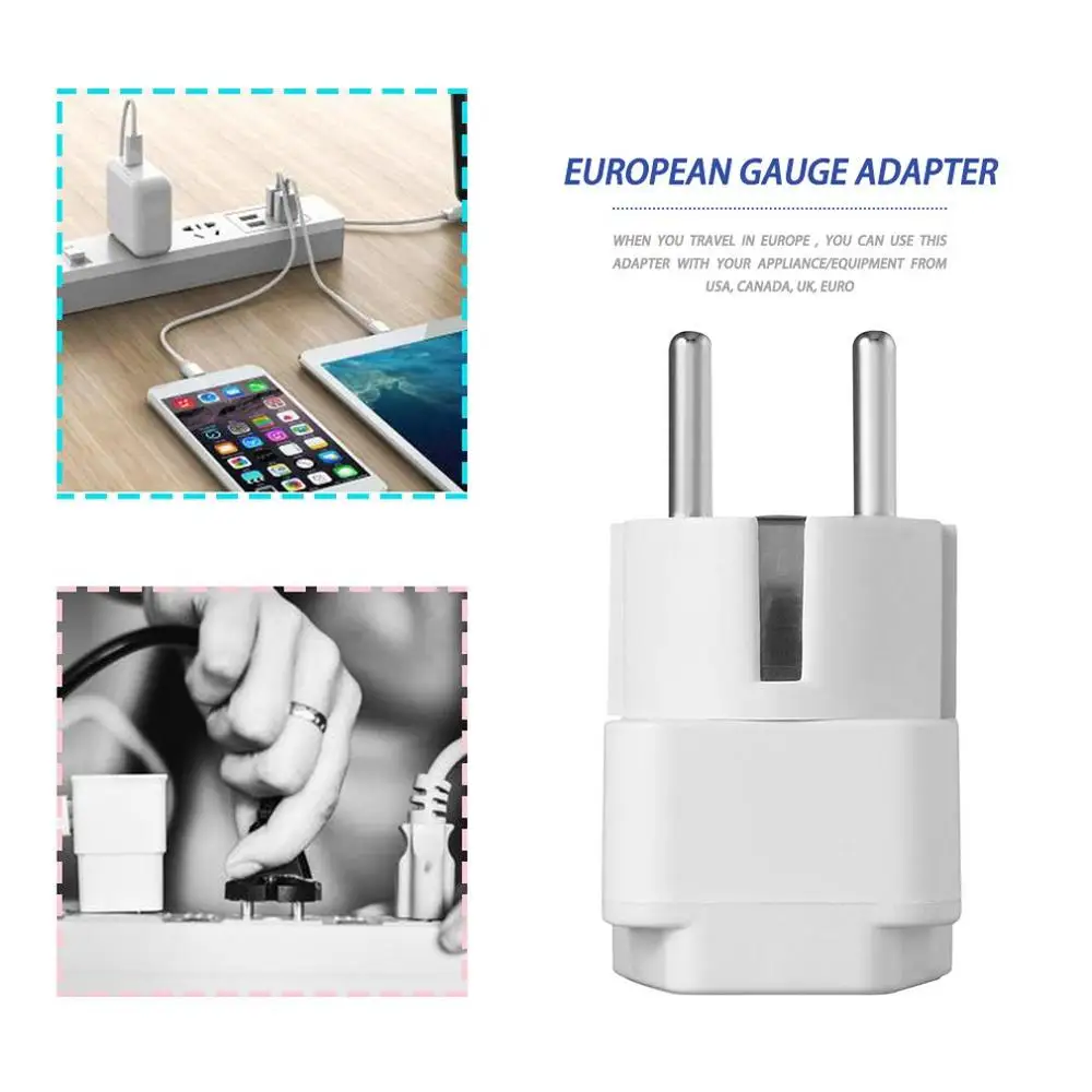 Universal Adapter Electrical Plug For AU US UK To EU AC Power Plug Travel Home Socket Converter Adapter White