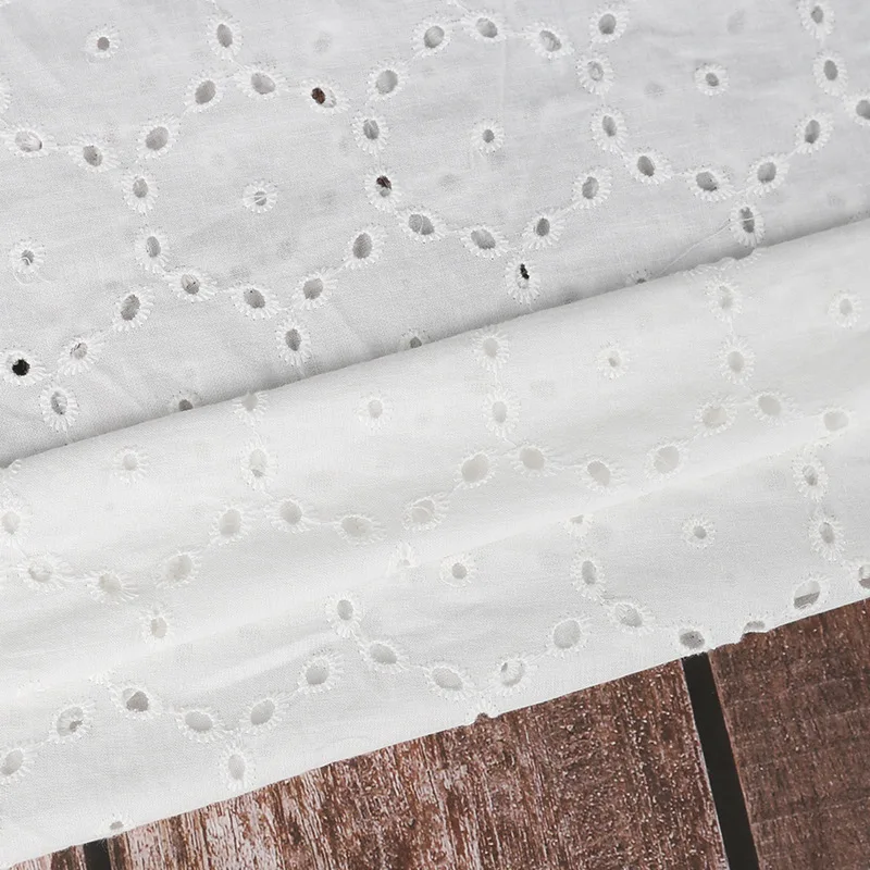 

White Geo Hollow Lace Cloth Square Shape Embroidered Women's Summer Cotton Cloth Hollow Lace Fabric