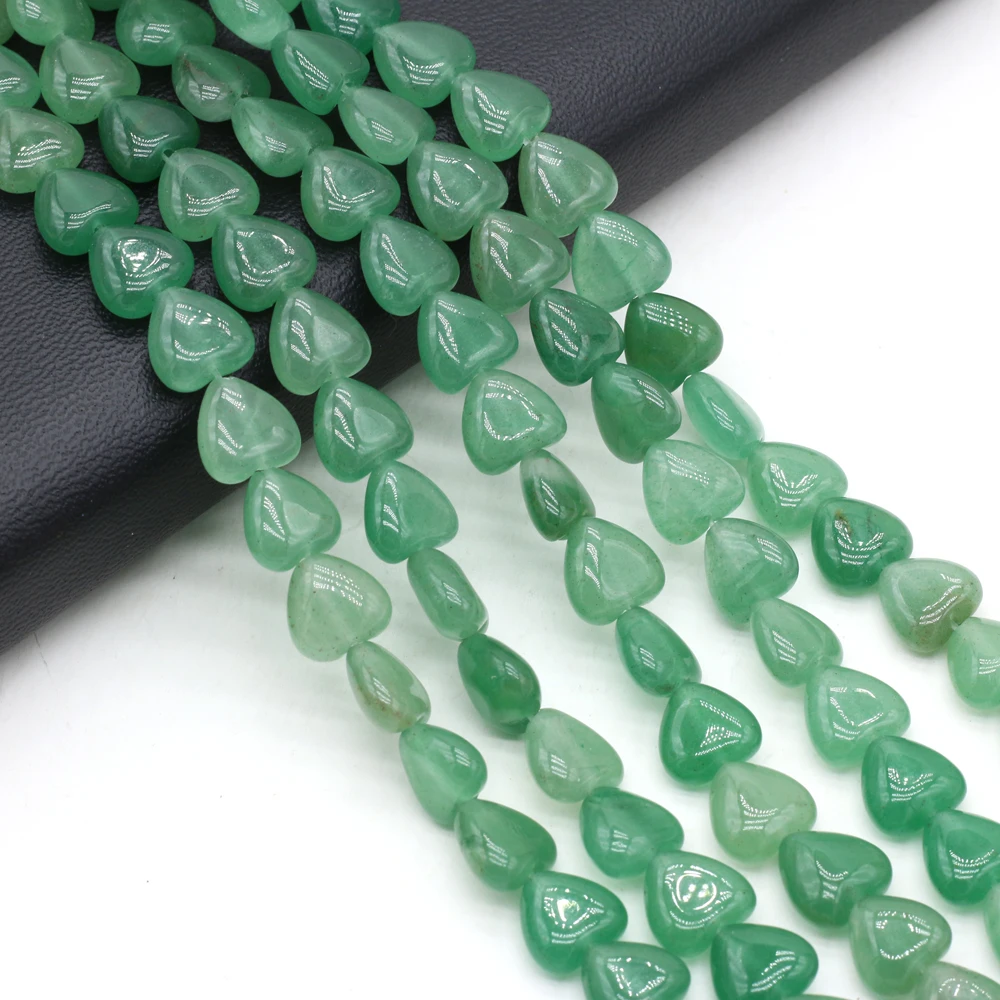 Natural Stone Beads Heart Shaped Green Aventurine  Loose Spacer Beaded For Jewelry Making DIY Bracelet Necklace Accessories